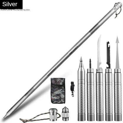 Professional Outdoor Mountaineering Stick – Multi-Function Metal Hiking & Survival Tool for Camping, Travel, and Self-Defense
