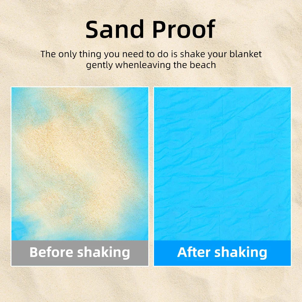 Waterproof Pocket Beach Blanket: 2x2.1m Folding Camping Mat - Portable Lightweight Outdoor Picnic Mat for Sand Beach
