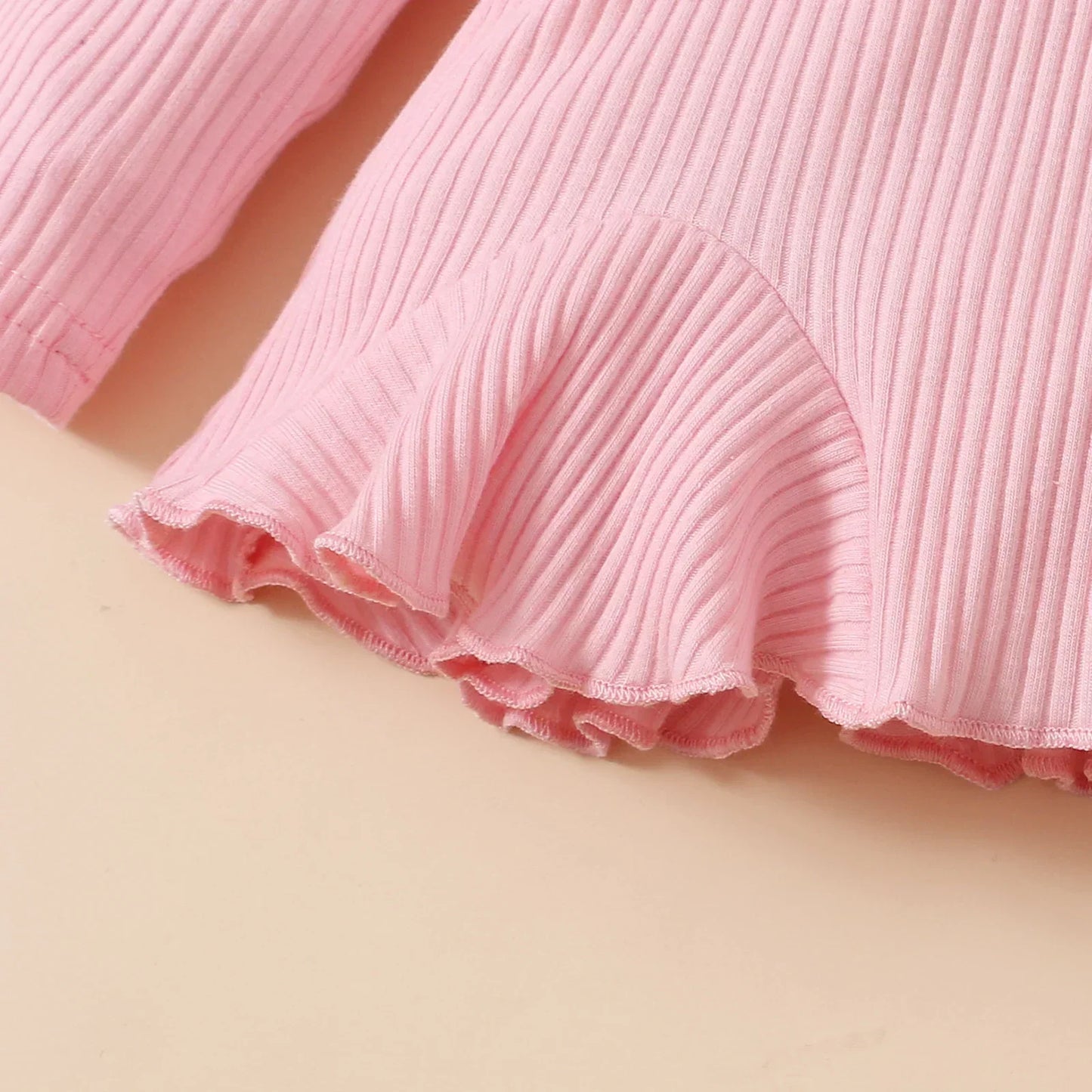 Newborn Baby Girls Clothes Set – Pink Ruffle Top & Heart Print Bow Trousers, Princess Casual Outfit for Infants