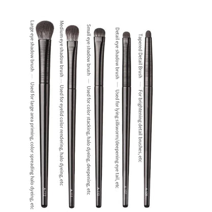Natural Eye Makeup Brushes Set - Eyeshadow, Eyebrow, Contour, and Eyeliner Brushes for Women, Blending & Detail Tools
