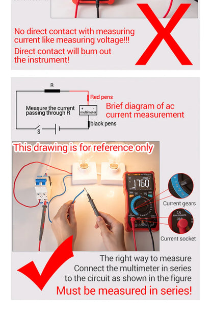 ANENG 681 Rechargeable Digital Multimeter — Professional Non-Contact AC/DC Voltage & Current Tester with LCD Screen