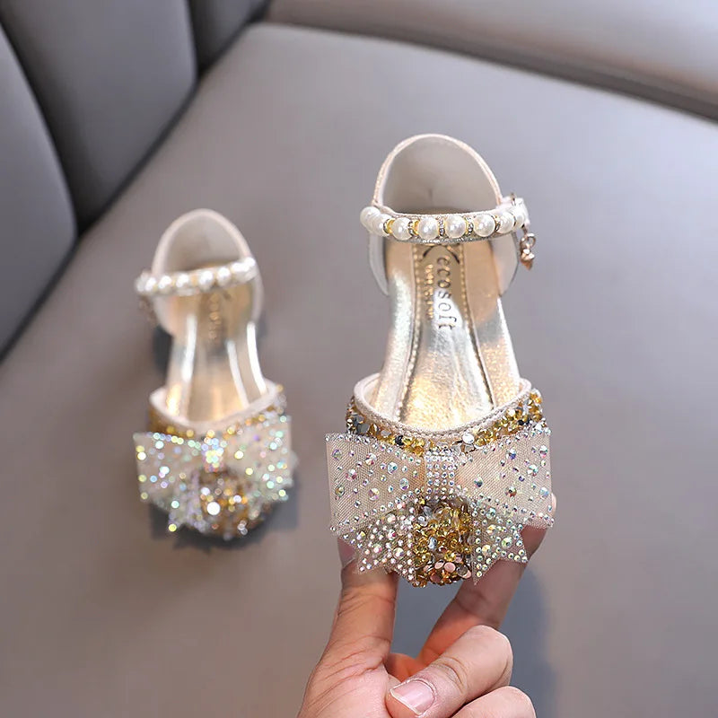 Summer Princess Girls Sandals - Sequin Rhinestone Bow Shoes for Baby Girls & Toddlers