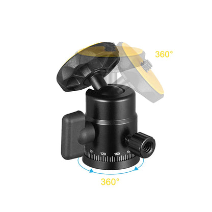 Mini Ball Head Panoramic Tripod – 1/4'' Hot Shoe Mount for DSLR Camera, Camcorder, Monitor, Smartphone, Light, Microphone, Slider
