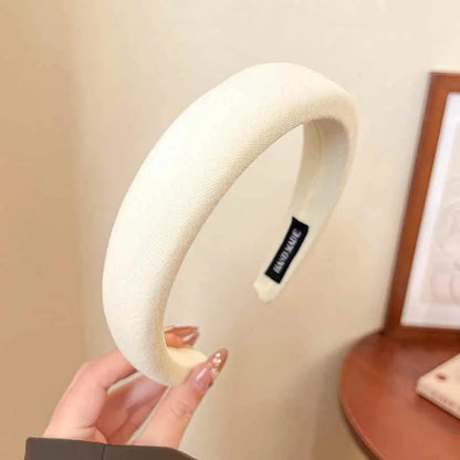 Wild Solid Color Sponge Headband – Wide Edge Fashion Hair Band for Women & Girls, Face Wash Accessory