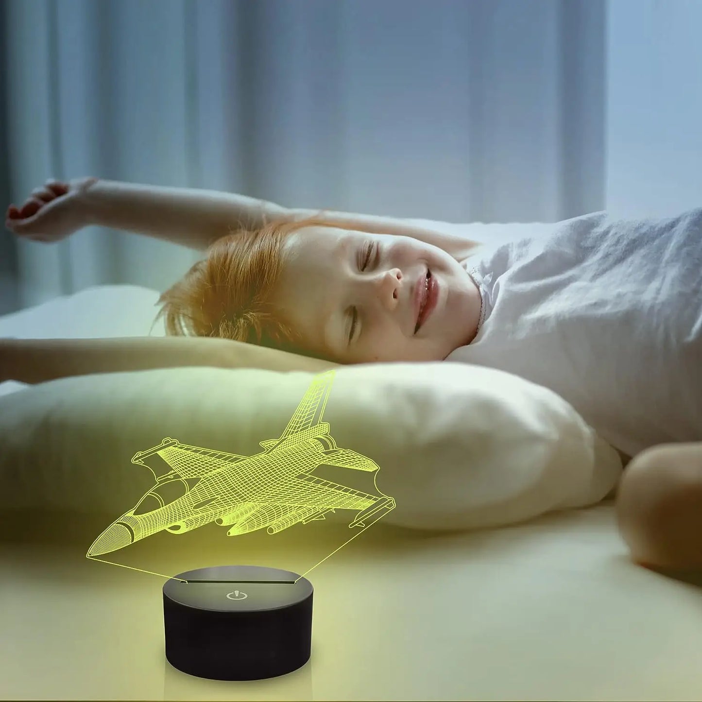 3D Visual Airplane Night Light – Aircraft LED Desk Lamp with 16 Color Change, Smart Touch Remote Control, and Bedside Table Light