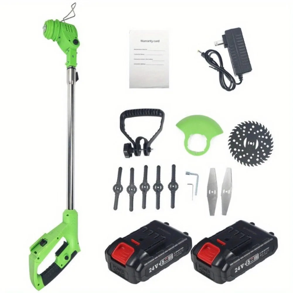 2024 Upgraded Cordless Electric Weed Eater — Battery Operated Lawn Trimmer, Wheel Edger, Mini Mower & Brush Cutter