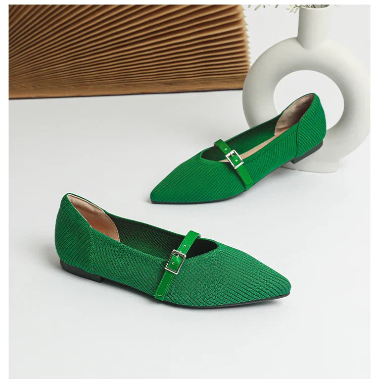 2024 Women's Flat Shoes – Pointed Toe Soft Knitted Sole, Breathable & Comfortable Spring and Autumn New Model