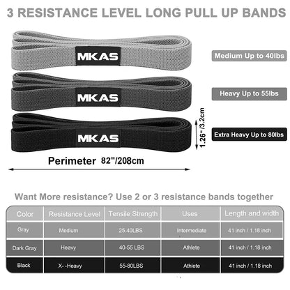 MKAS Long Resistance Loop Band Set: Unisex Fitness Yoga Elastic Bands - Hip Circle Thigh Squat Band, Workout Gym Equipment for Home