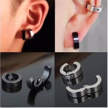 2PCS 316L Stainless Steel Cuff Earrings – Non-Piercing Clip-On Hoop Earrings
