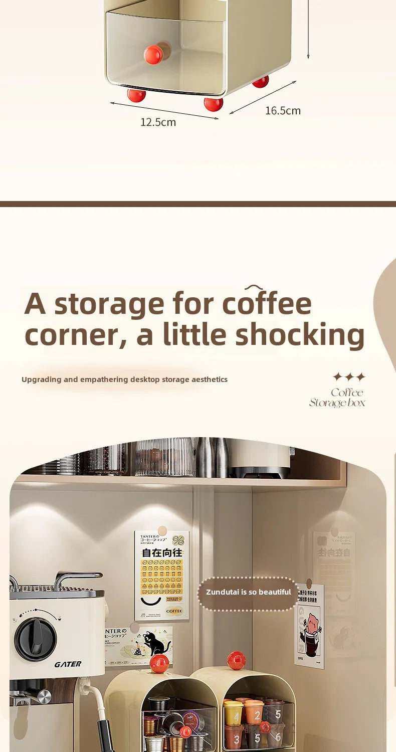 Desktop Coffee & Tea Organizer – Corner Storage Box Drawer for Office, Table, Capsules, and Tea Bags