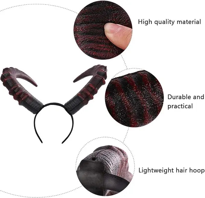 Black & Red Demon Horn Headpiece – Gothic Cosplay Devil Horns for Women, Halloween & Party Costume