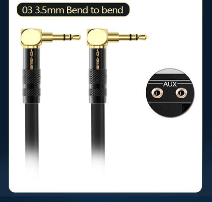 YONGWEI 3.5mm AUX Audio Cable - Straight to Curved Male-to-Male for Car, Mobile Phone, Computer, Speaker and Headset Extension
