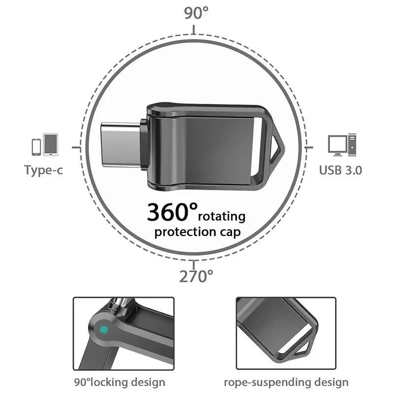 Xiaomi 2TB Metal USB 3.2 Flash Drive — High-Speed Type-C Dual-Use Memory Stick for Mobile & PC