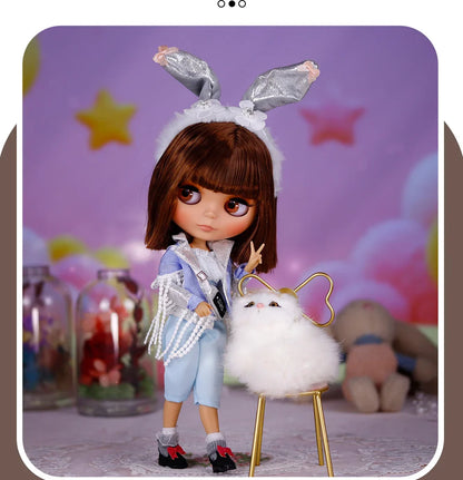 ICY DBS Blythe Doll – Tan Skin Matte Face with Eyebrows, 1/6 BJD Joint Body, Anime Christmas Gift