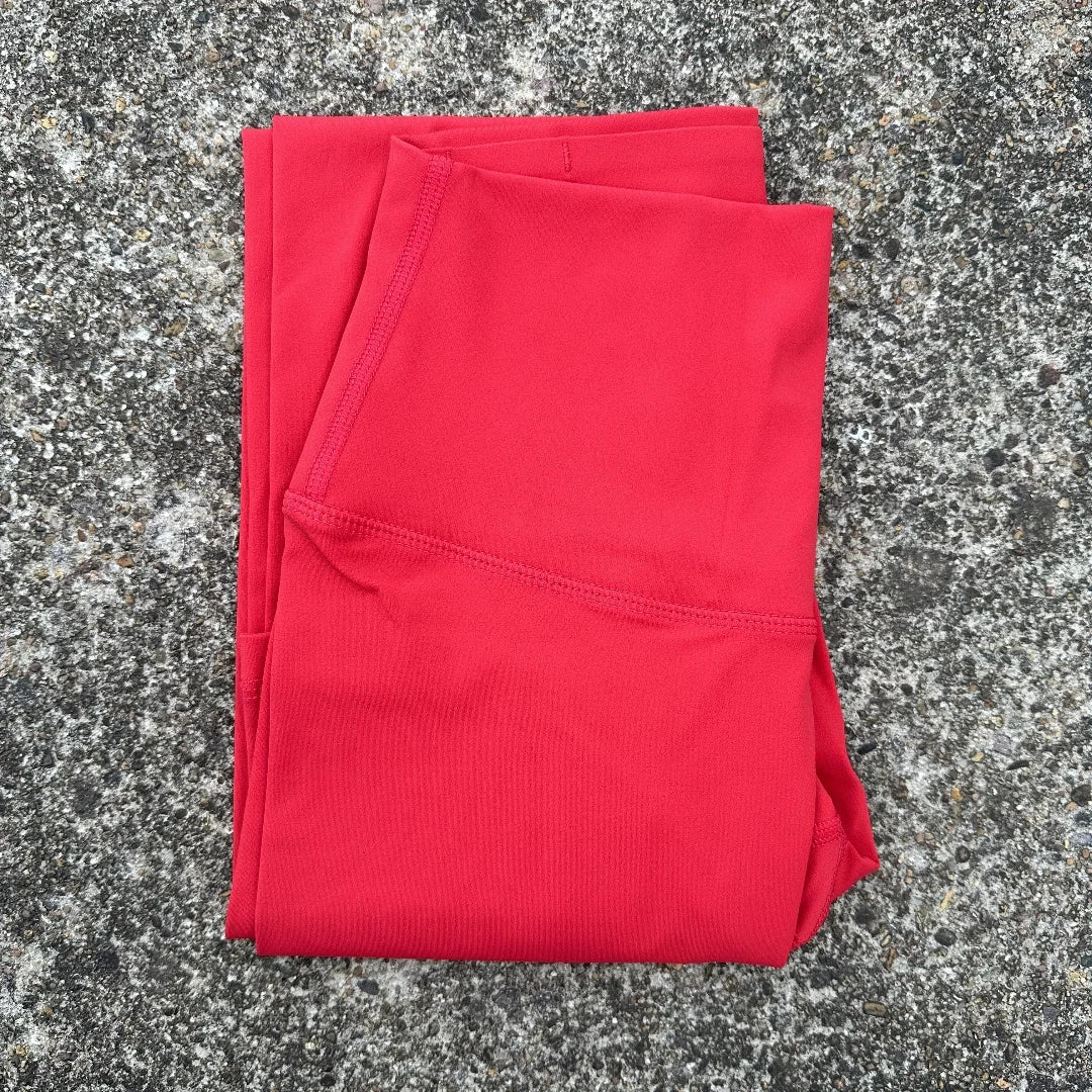 High Waist Women's Yoga Leggings - Solid Color Cropped Gym & Training Pants with Back Pocket