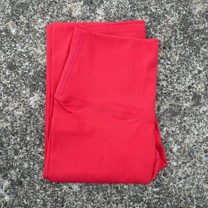 High Waist Women's Yoga Leggings - Solid Color Cropped Gym & Training Pants with Back Pocket