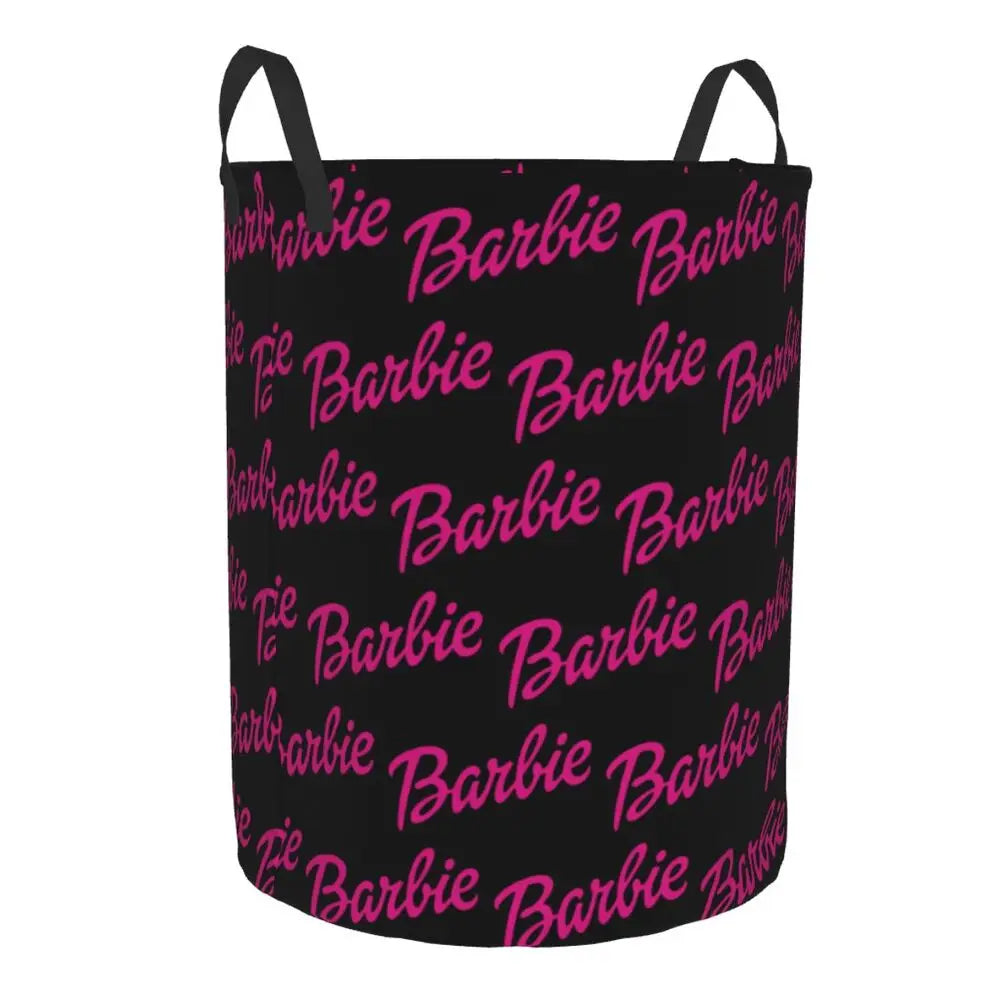 Custom Barbie Logo Laundry Basket – Collapsible Large Capacity Clothes Storage Bin, Disney Baby Hamper