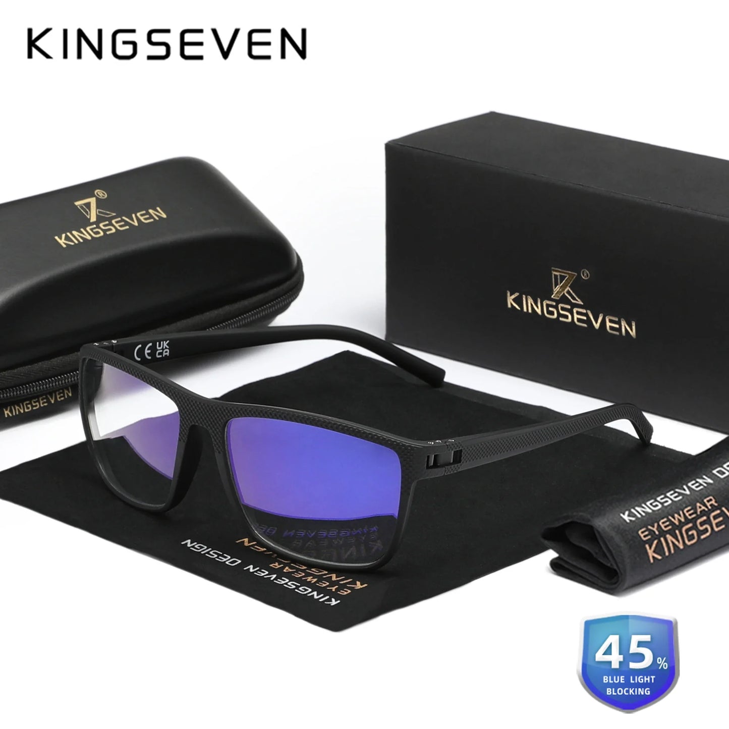 99% Blue Light Blocking Glasses — KINGSEVEN Transparent Lens Computer Eyeglasses