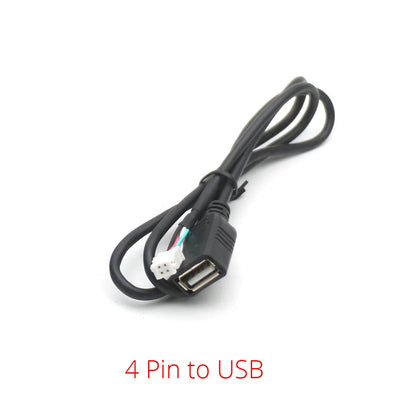Dual USB Dashboard Mount Panel Extension Cable – 4/6 Pin Shielded Adapter for Car, Truck, Boat, Motorcycle, Android Head Unit