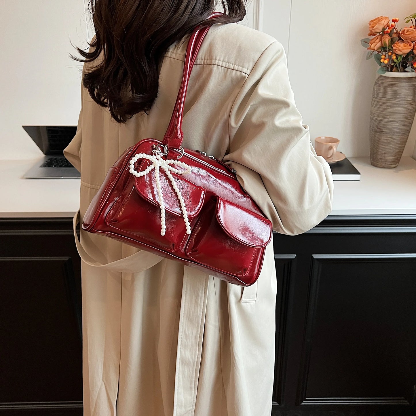 Fashionable Underarm Bow Pillow Bag for Women – 2024 Korean Edition Simple Trendy Shoulder Bag