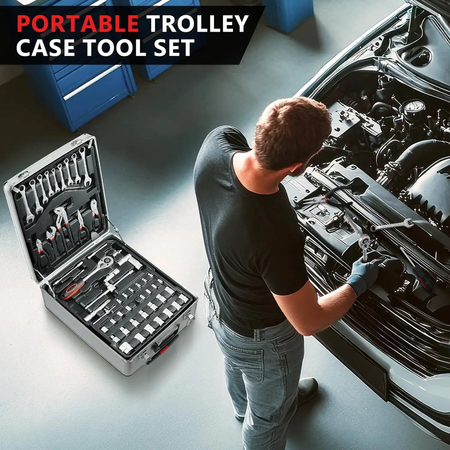799-Piece Tool Set with Trolley Case - Complete Home Repair & Mechanic Hand Tool Kit