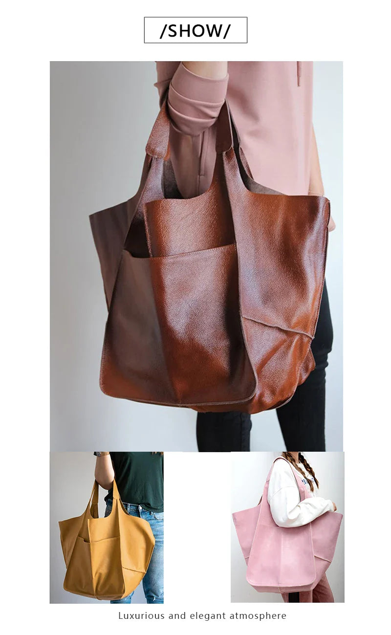 Rretro Handmade Large Beach Tote Bag – High Capacity Zipper Shoulder Handbag for Ladies