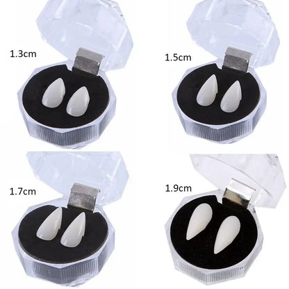 Vampire Fangs False Teeth - Halloween Costume Props with Denture Adhesive for Parties & Decor