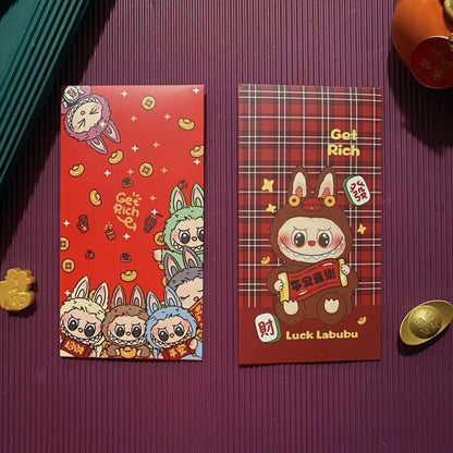 10pcs Labubu Chinese New Year Red Packets - Cute Animated Spring Festival Envelopes for Kids' Lucky Money & Wedding Gifts