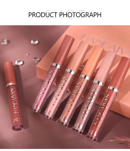 HANDAIYAN 6-Piece Matte Liquid Lipstick Set – Long-Lasting, Non-Stick Cup Lip Gloss Gift Box