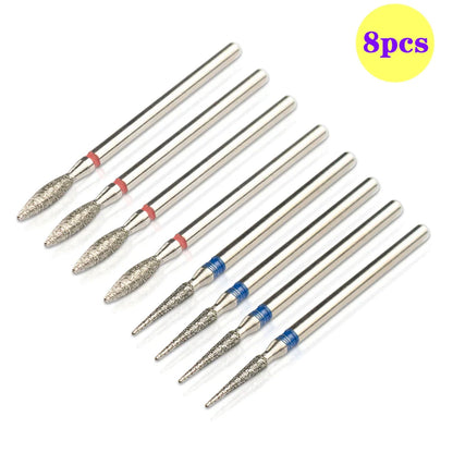 8pcs Diamond Nail Drill Bit Set - Rotary Electric Milling Cutters for Pedicure, Manicure, Cuticle Burr & Nail Tools Accessories