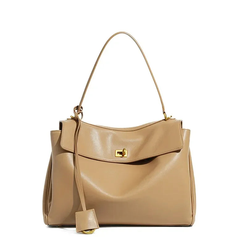 New Rodeobag Leather Kelly Bag — Women’s Large Capacity Fashion Handbag with Advanced Lock, High-End Underarm Bag