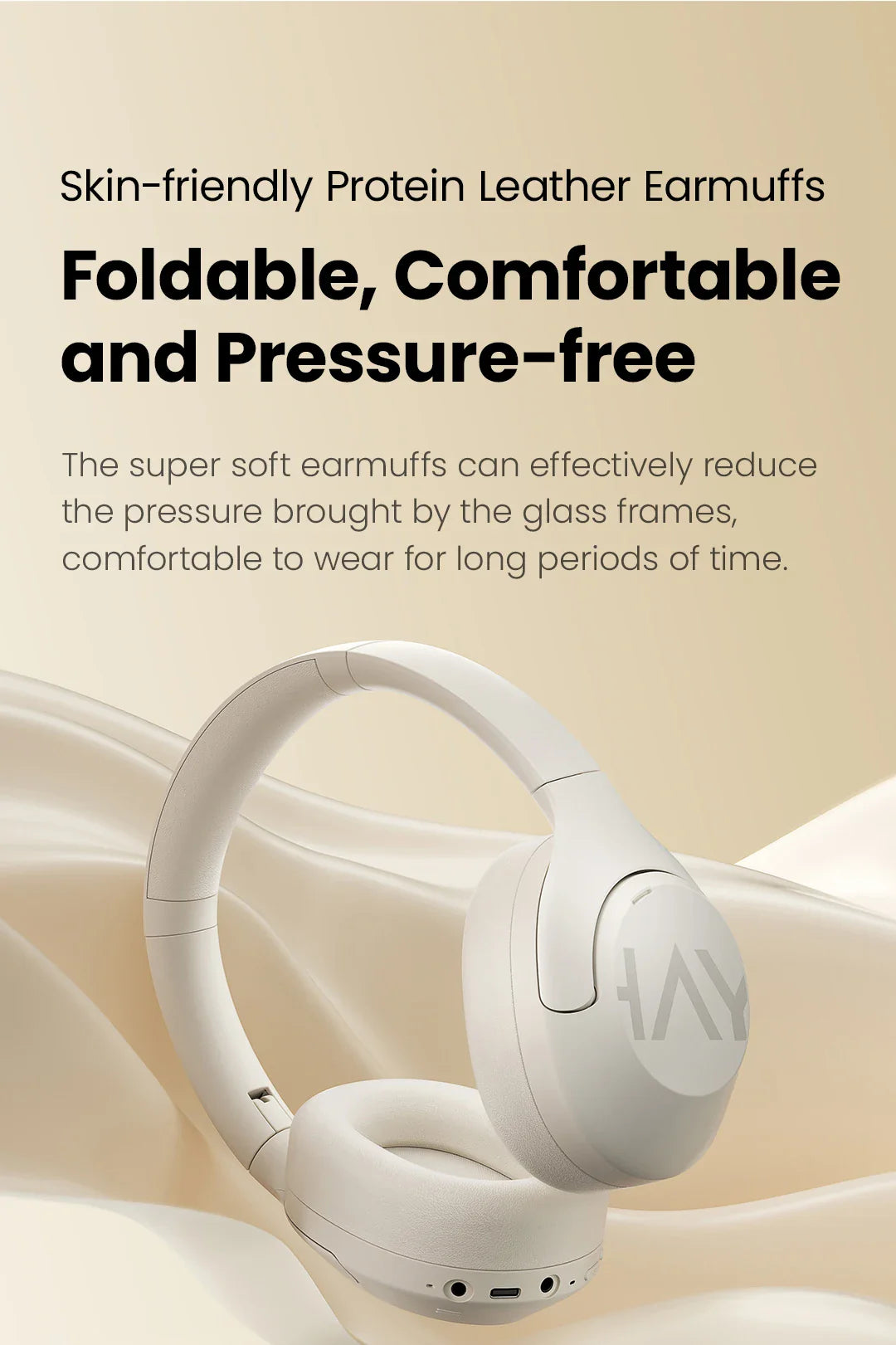 HAYLOU S30 Wireless Bluetooth 5.4 Headphones - 43dB Adaptive Noise Cancelling, 40mm Driver, 80H Playtime Earphones