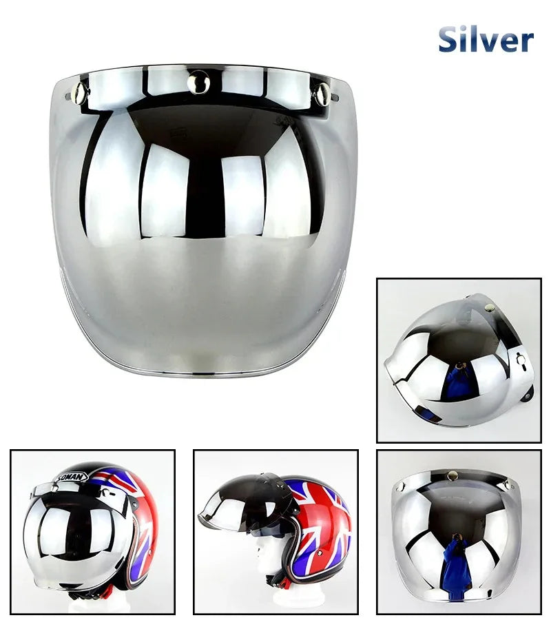 Open Face 3/4 Motorcycle Helmet Visor — Flip-Up Bubble PC Lens Windshield Shield for Casco Moto