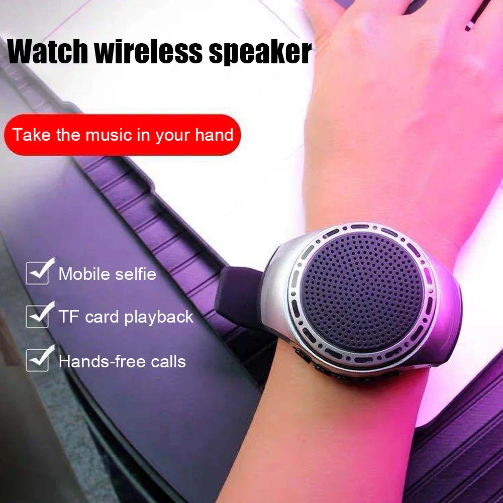 New U6 Wrist Watch Bluetooth Speaker - Portable Outdoor Sports Running Wearable Mini Speaker with FM Radio and Wireless Subwoofer