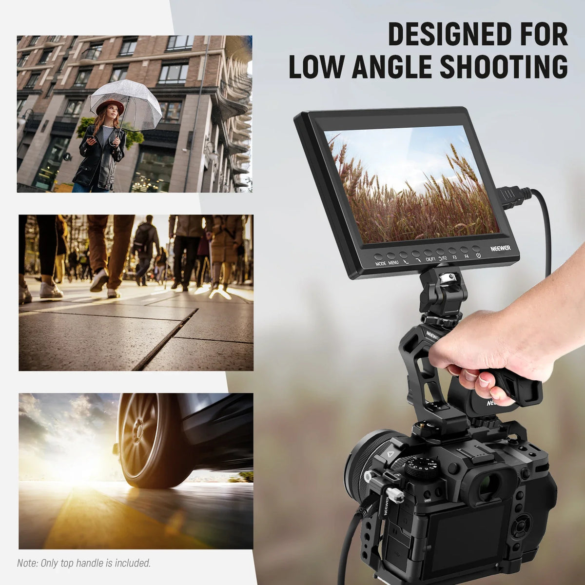 NEEWER Top Handle and NATO Rail Kit – Comfort Silicone Grip with Quick Release NATO Clamp for DSLR Camera Cage and Video Rig