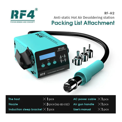 RF4 1000W Fast Desoldering Hot Air Gun - Digital Display Soldering Station for PCB Chip Repair, Intelligent BGA Rework