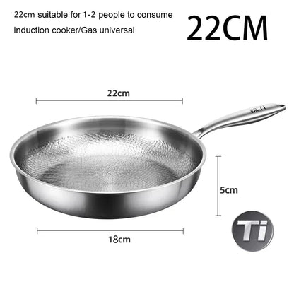 German Pure Titanium Frying Pan - Non-Stick Uncoated Fish Scale Hammer Pattern Titanium Alloy Cookware, 26/28/30cm