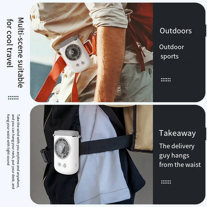 Neck Hanging Portable Fan – Silent Mini Cooling Fan with Strong Wind, USB Rechargeable, Outdoor & Desktop Use