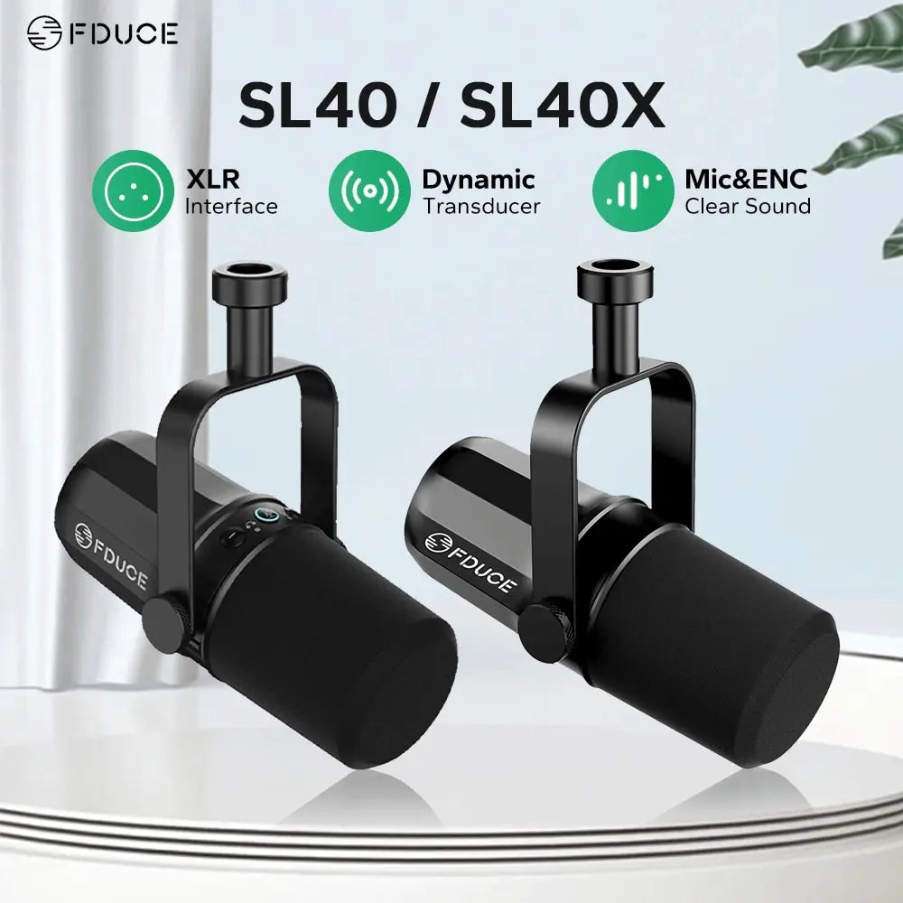 FDUCE SL40X/SL40 Dynamic Microphone — Metal Headset with Sound Insulation, Ideal for Podcasts, Live Broadcast & Gaming