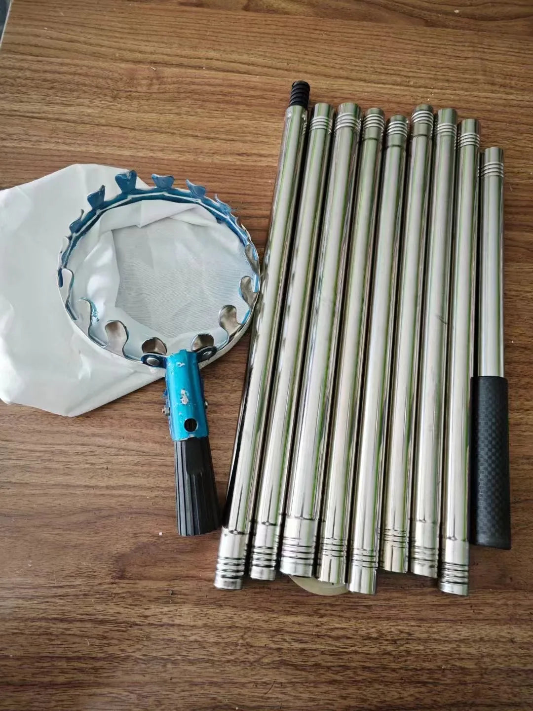 Stainless Steel Telescopic Fruit Picker | 1.6–4M Splicing Pole Tool for High Tree Harvesting | Orchard & Farm Garden Supplies