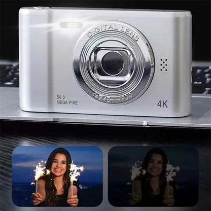 4K Digital Camera – 50MP Travel Selfie Camera with HD Zoom, 2.4-inch Screen, Mini Retro Cam for Kids & Beginners