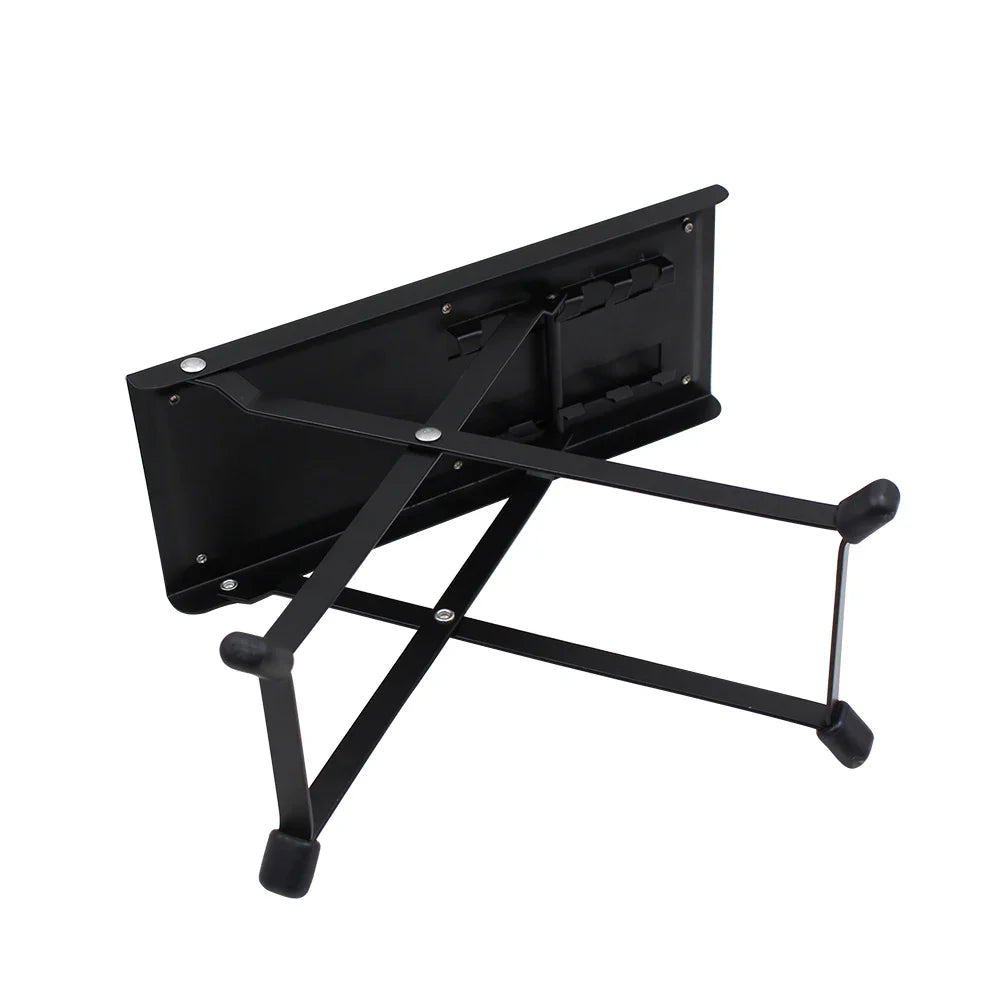 Guitar Foot Stool – 4 Position Height Adjustable, Foldable Pedal Rest for Guitar, Black Footstool for Guitar Pedal Accessories