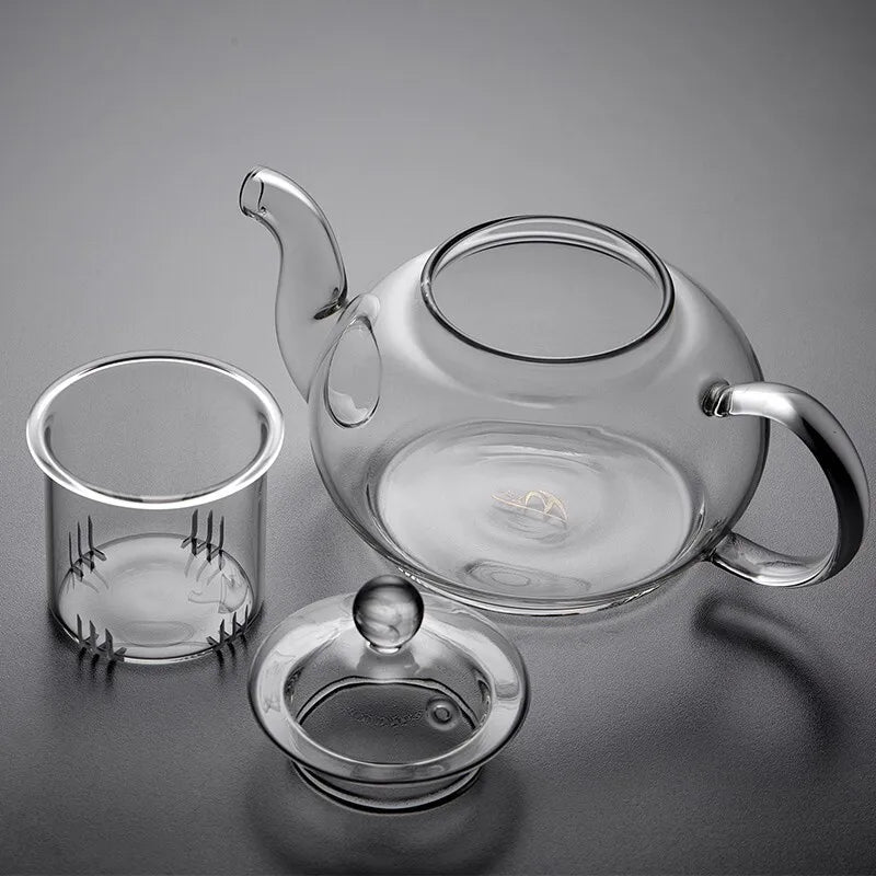 400ml/1000ml Heat-Resistant Glass Teapot – Kung Fu Teaware Set with Tea Strainer for Puer, Oolong, Barley