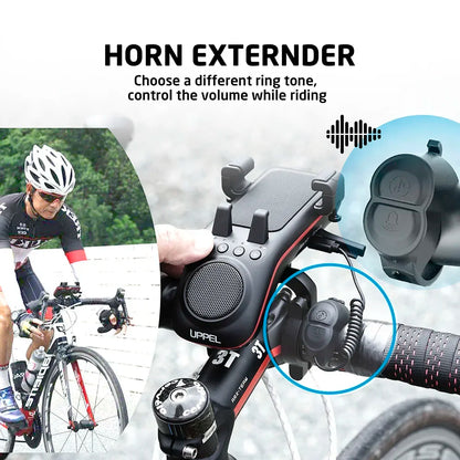 UPPEL 10-in-1 Bike Light with 5000mAh Rechargeable Battery – Front Lamp, Phone Holder, Bluetooth Speaker and Cycling Bell
