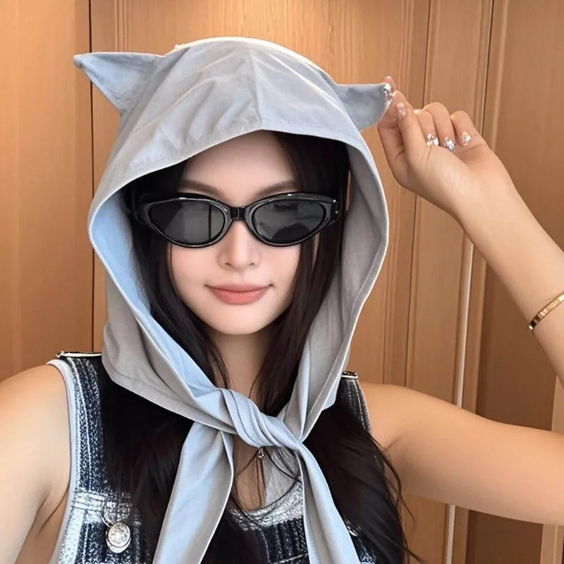 Women Cute Cat Ear Bucket Hat – Kawaii Cartoon Soft Breathable Sun Protection Cap, Adjustable Casual Summer Multi-Functional Hat