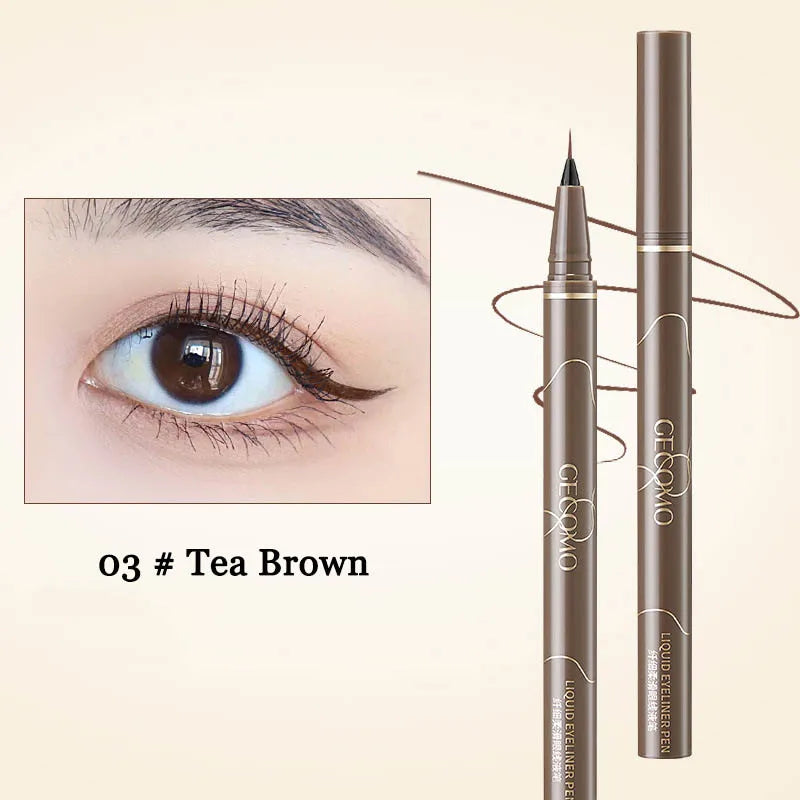 Ultra-Thin Eyeliner Pen — Black & Brown Waterproof Eyelash Liner for Silkworm Eye Makeup, Long-Lasting Smooth Pencil