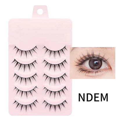 DINGSEN 5 Pairs Manga Style False Eyelashes — Soft, Natural, Long Anime Wispy Strip Lashes for Makeup