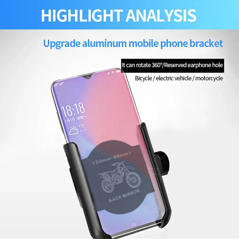 Aluminum Alloy Motorcycle & Bicycle Phone Holder — GPS Mounting Clip & Handlebar Bracket