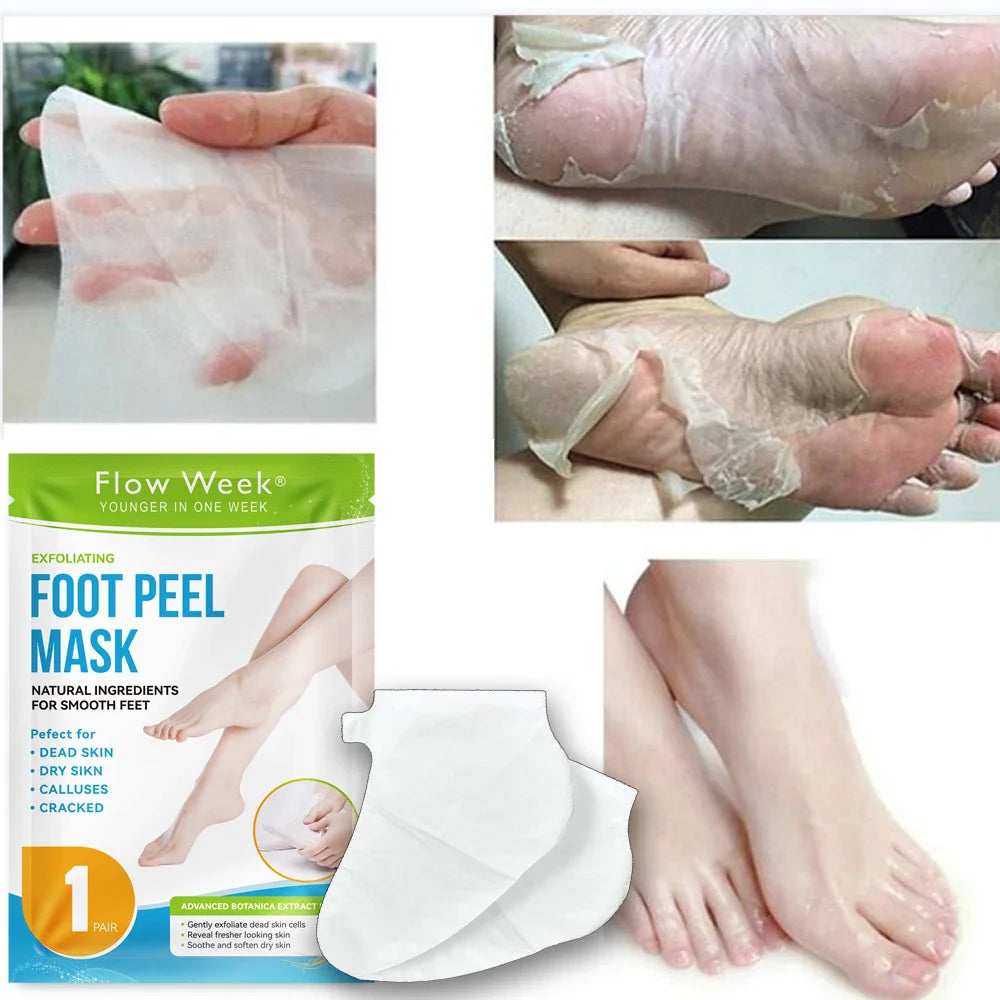 FlowWeek Exfoliating Foot Mask – Removes Dead Skin, Calluses & Dry, Chapped Feet for Smooth, Soft Skin