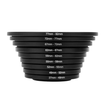 9/18 Pcs Camera Lens Filter Step Up & Down Adapter Rings — Metal Filter Mount Kit for DSLR 37-82mm & 82-37mm